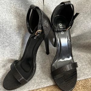 Boohoo black ankle strap heels